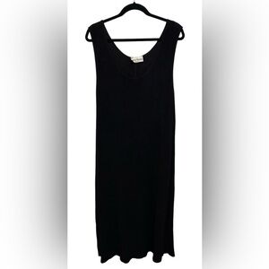 Vintage Nicole Studio Maxi Dress Women's Size 20 Black Crinkle Sleeveless Scoop!